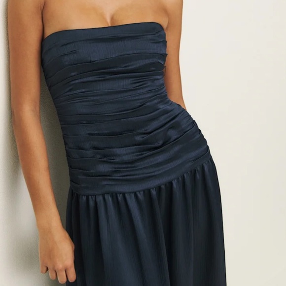 Reformation Zeya Satin Dress Blue - Size 4 - Picture 4 of 5